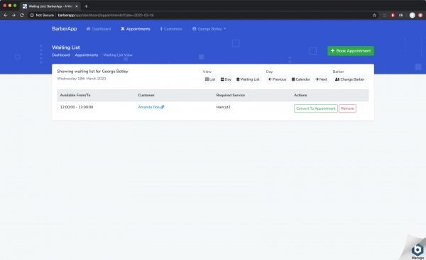 Waiting list as a barber would see it.